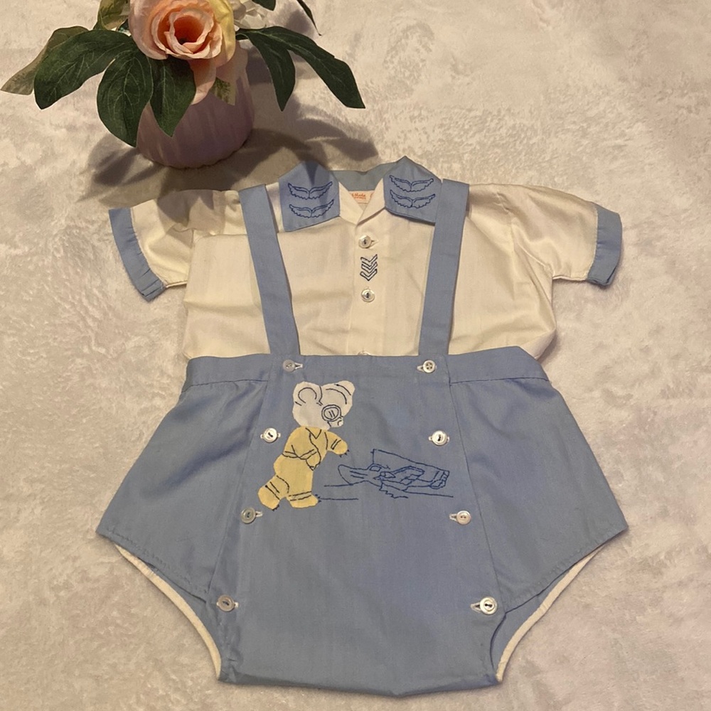 VINTAGE Little Boys Two Piece Set No Size Tag Hand Made In Philippines